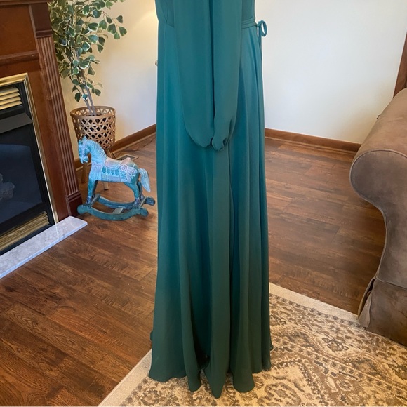 JJ’s House • Dark Green Long Sleeve Chiffon Maxi Gown • Size 10 • NWT - Picture 5 of 7